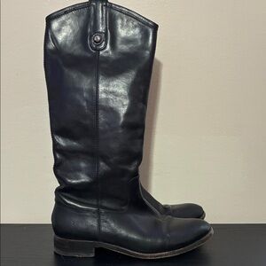 Frye Melissa Button Black Leather Knee Riding Boots size 7.5